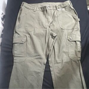 Duluth Trading Co Olive Green Wide Leg Cargo Pants 16w x 29